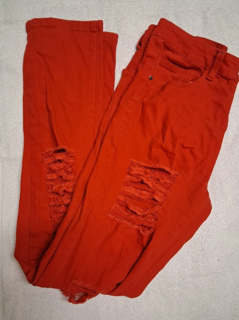 Mens Distressed Skinny Pants - Red